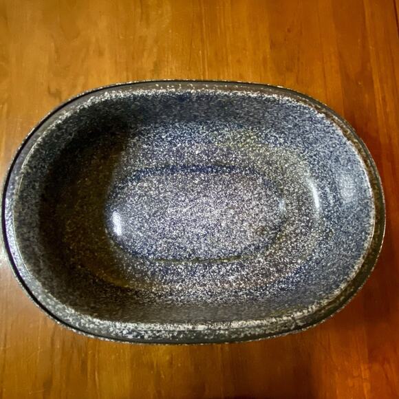 Vintage Blue Speckled Enamel Oval Roaster XL Pan Lid Rack Farmhouse Country - Picture 6 of 6